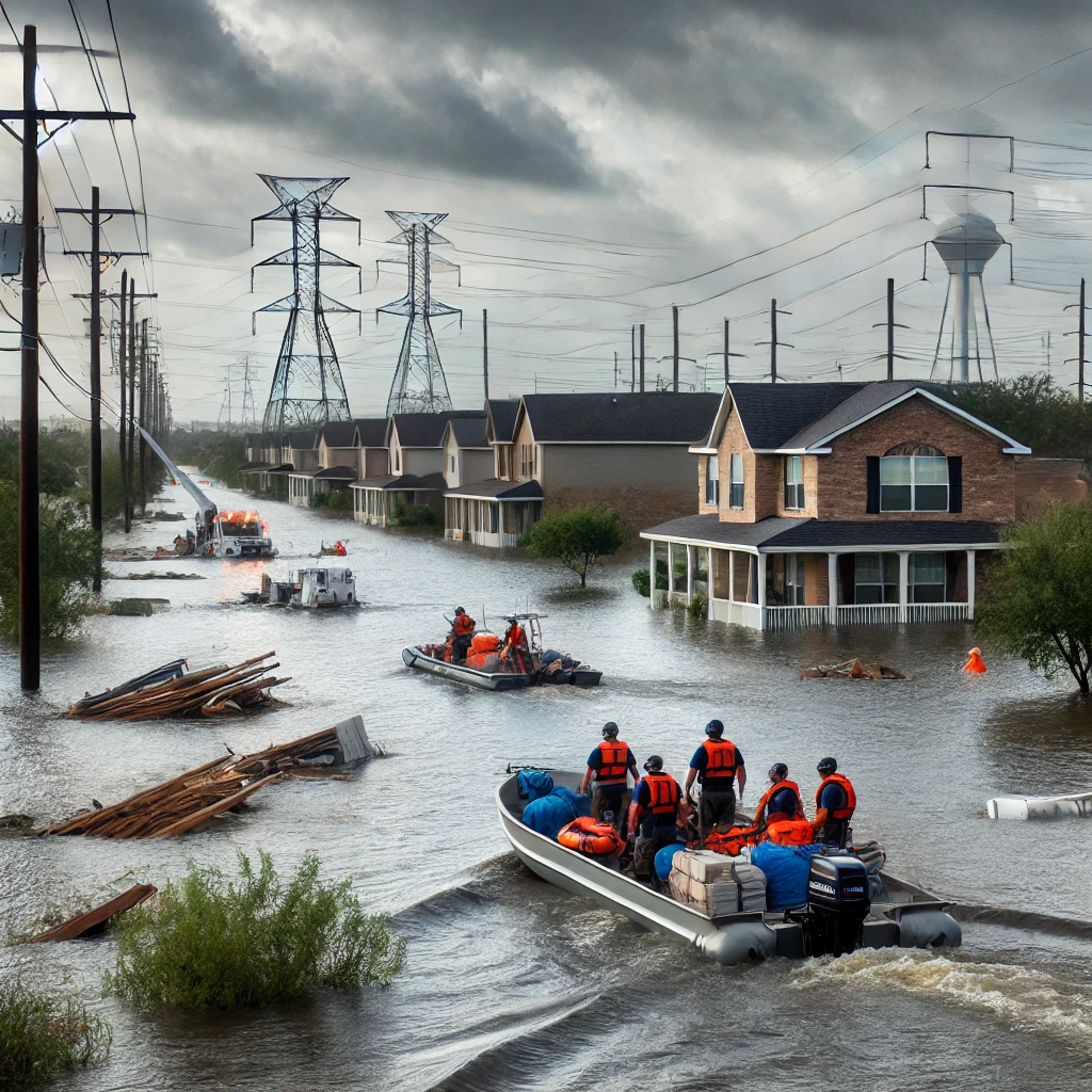Después del Huracán Milton 2024: Historias de Esperanza y Recuperación Operación de Rescate en Curso: Equipos de respuesta de emergencia están rescatando a residentes atrapados en las aguas inundadas. Se están utilizando botes para navegar por las calles inundadas, mientras que los trabajadores de servicios públicos trabajan en el fondo para restaurar la energía.